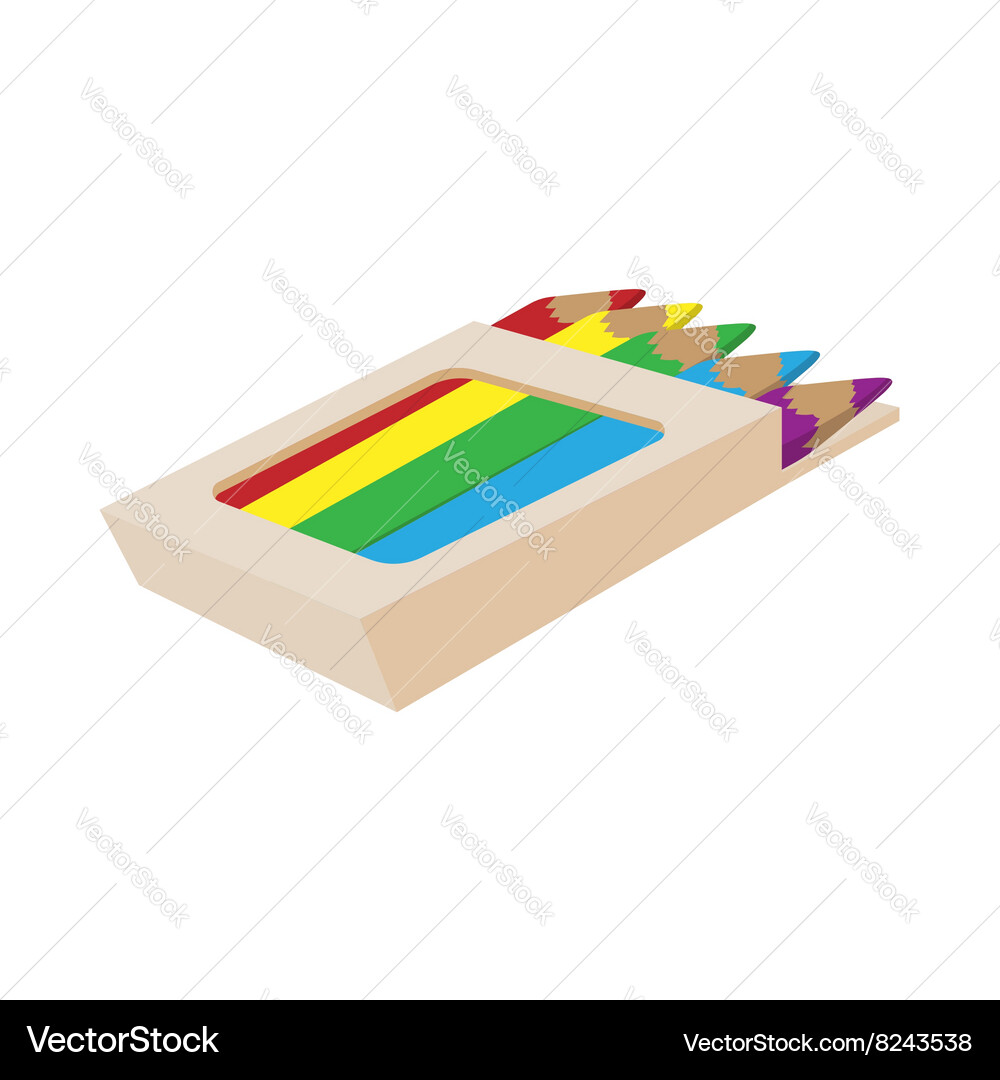 Box colored pencils icon cartoon style Royalty Free Vector