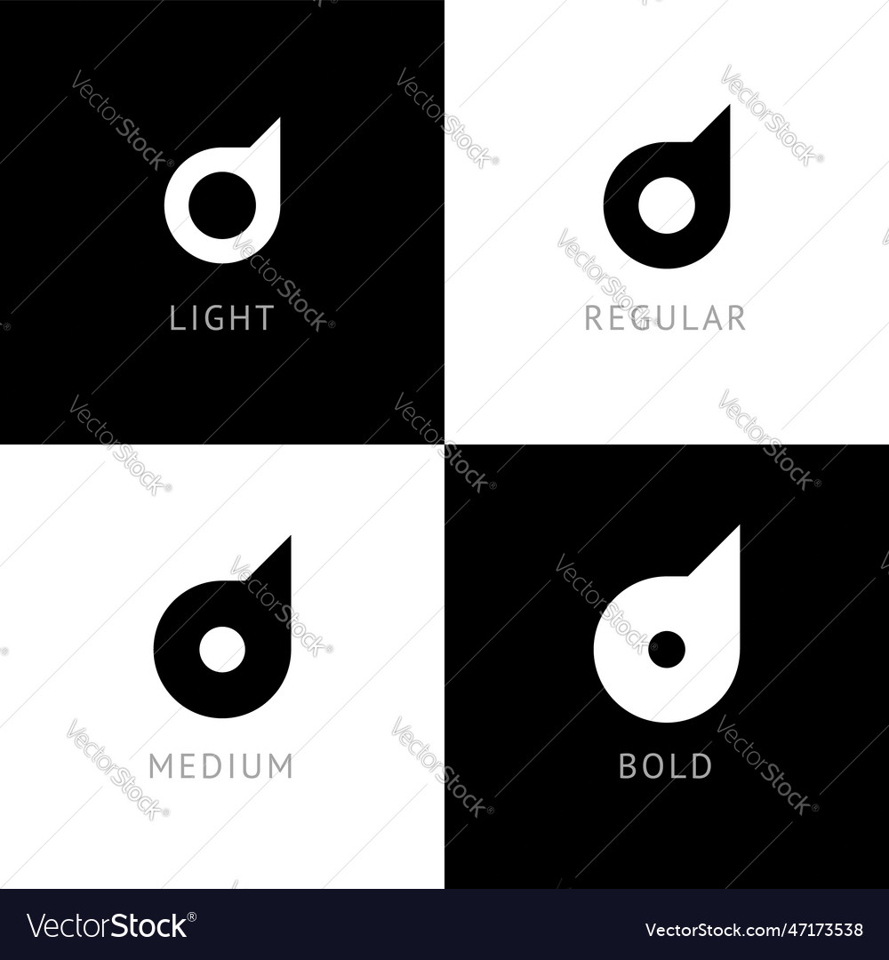 Cyber font rounded digital alphabet set of four