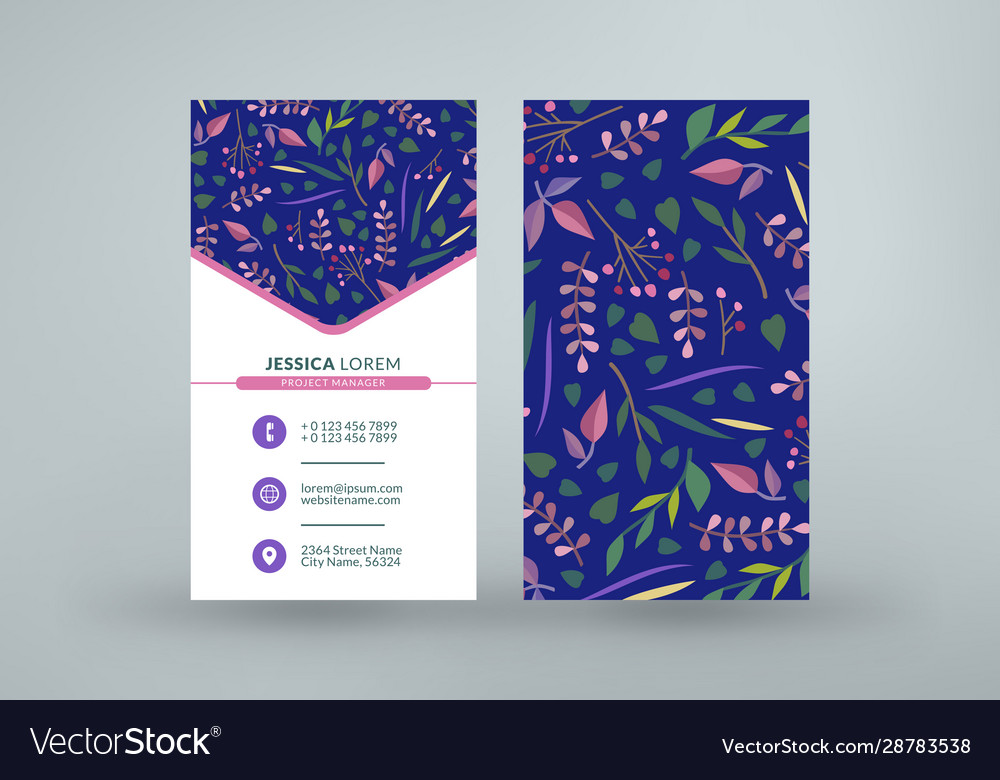 Double-sided vertical business card template