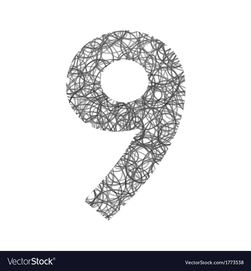 Hand drawing number9 Royalty Free Vector Image