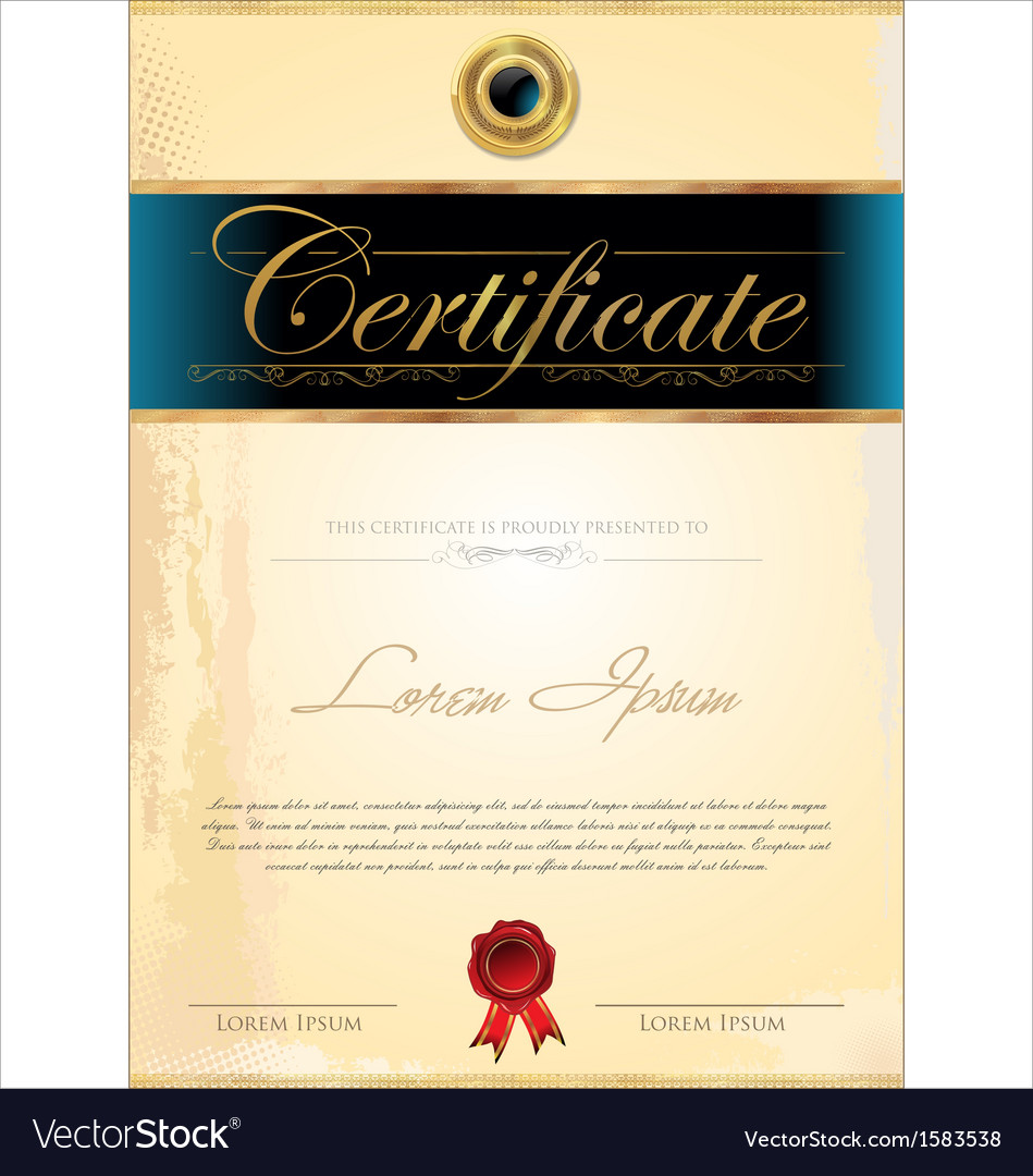 Luxury blue certificate template Royalty Free Vector Image