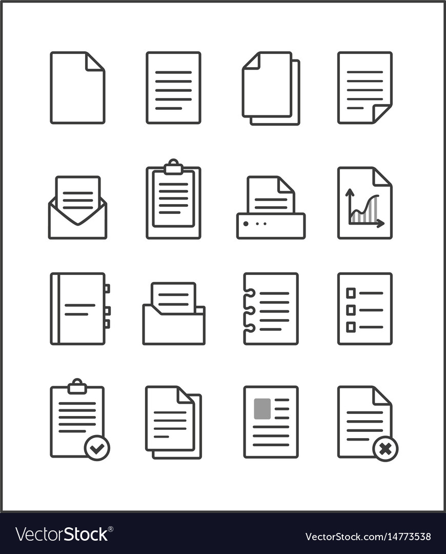 Set of outline file management icons Royalty Free Vector