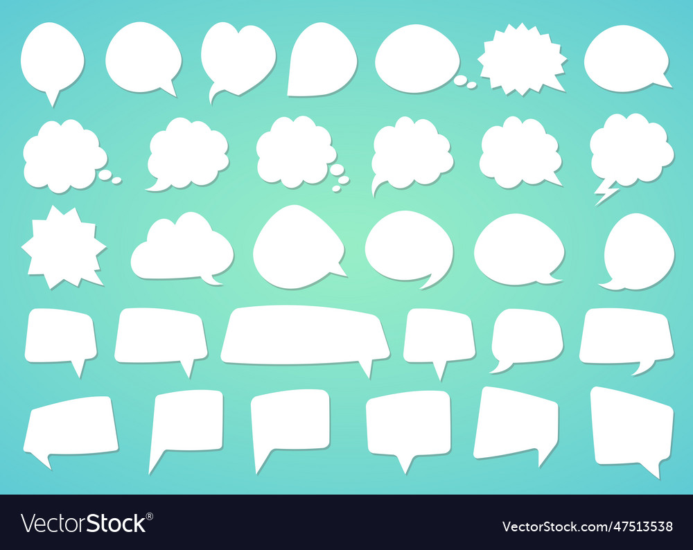 Stickers of speech bubbles with shadow set