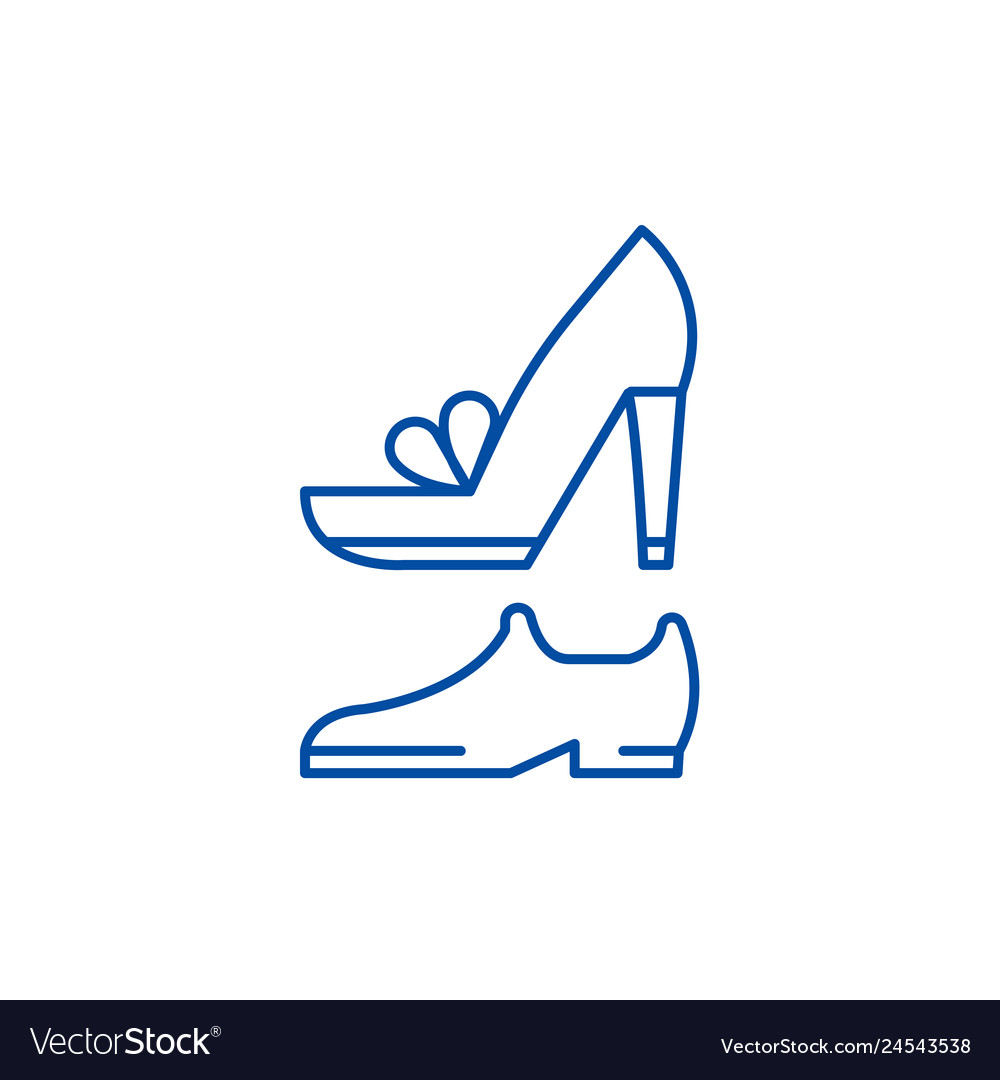 Wedding shoes line icon concept