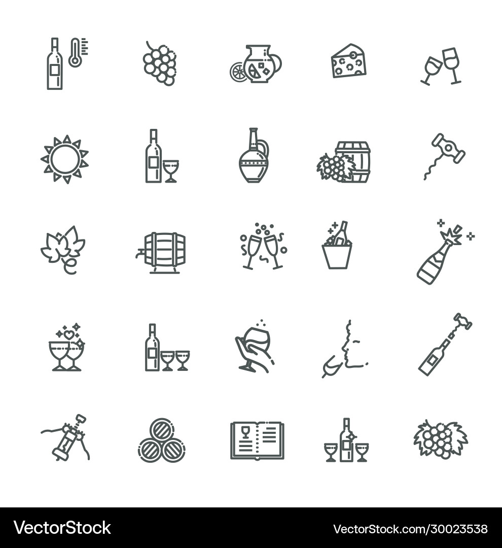 Wine icons set icons Royalty Free Vector Image
