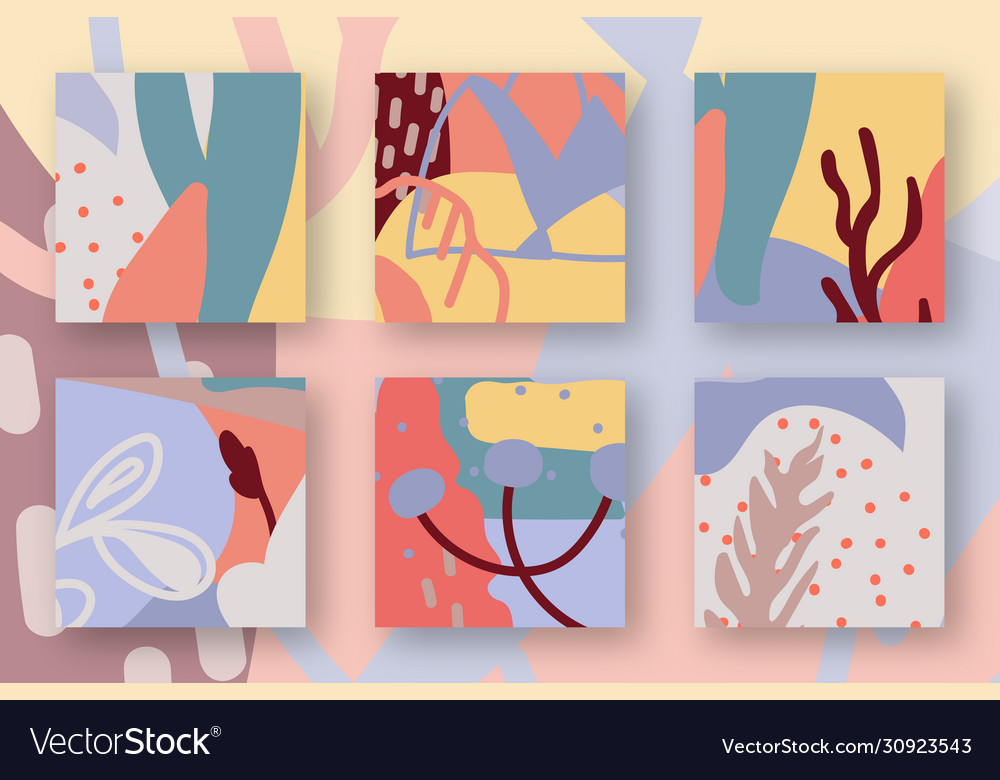 Abstract floral backdrops square art set