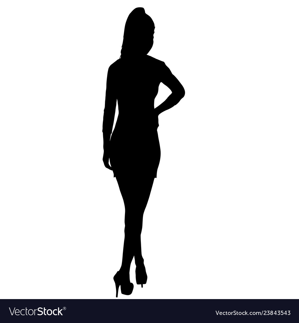 Black silhouette of a beautiful girl on white