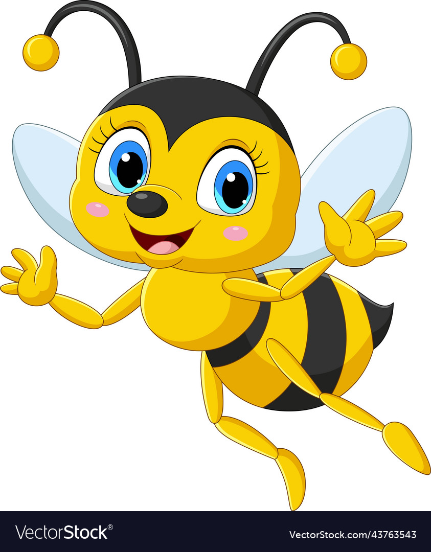 Cartoon happy bee on white background Royalty Free Vector