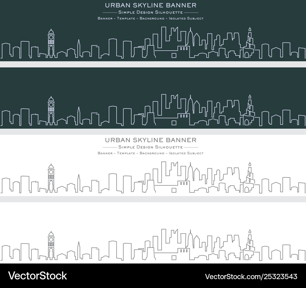 Doha Single Line Skyline Banner Royalty Free Vector Image