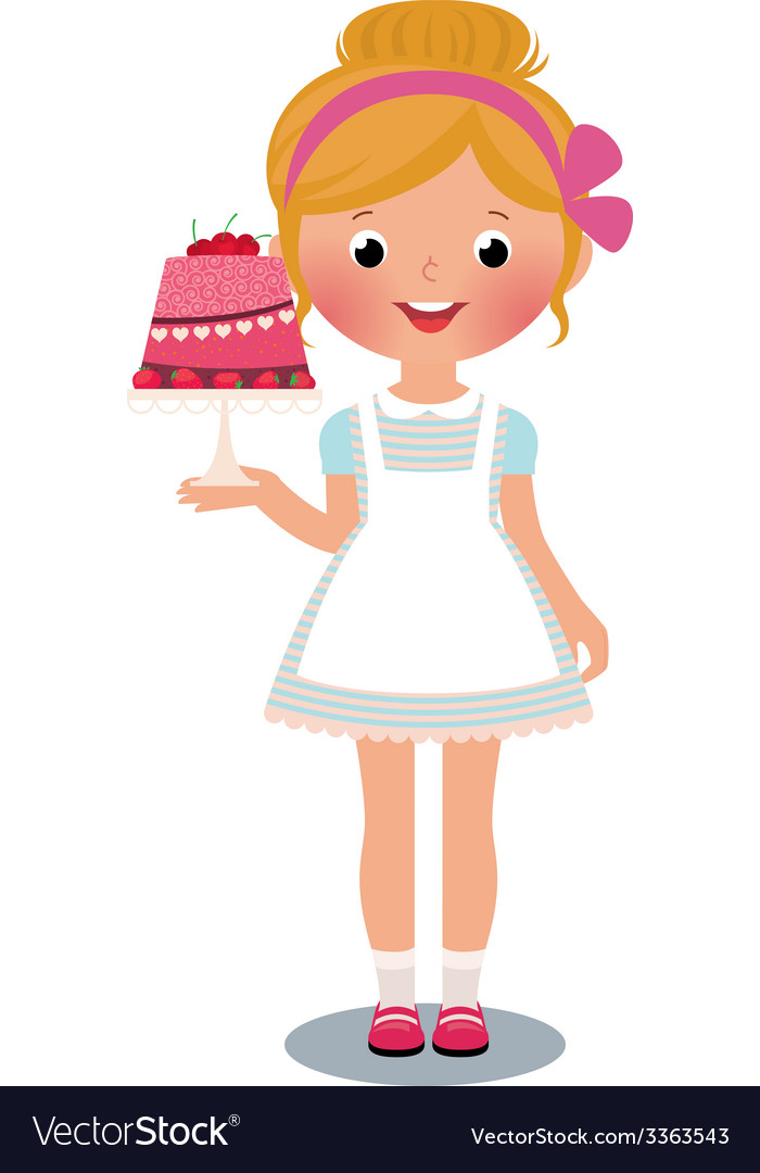 Girl with cake Royalty Free Vector Image - VectorStock