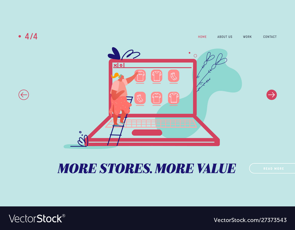 Landing Page With Online Shopping Laptop Turned Vector Image