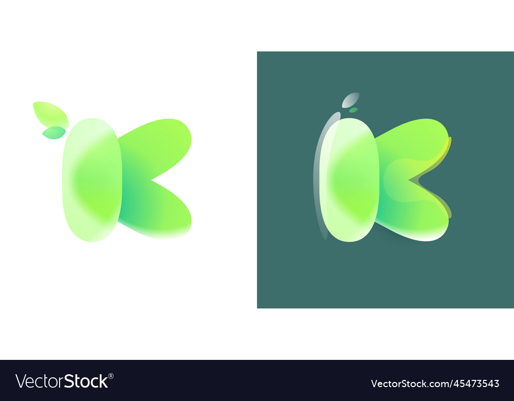 Letter k eco logo with green gradient and leaf