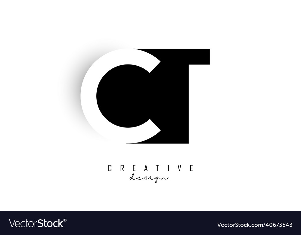 Letters ct logo with black and white negative Vector Image