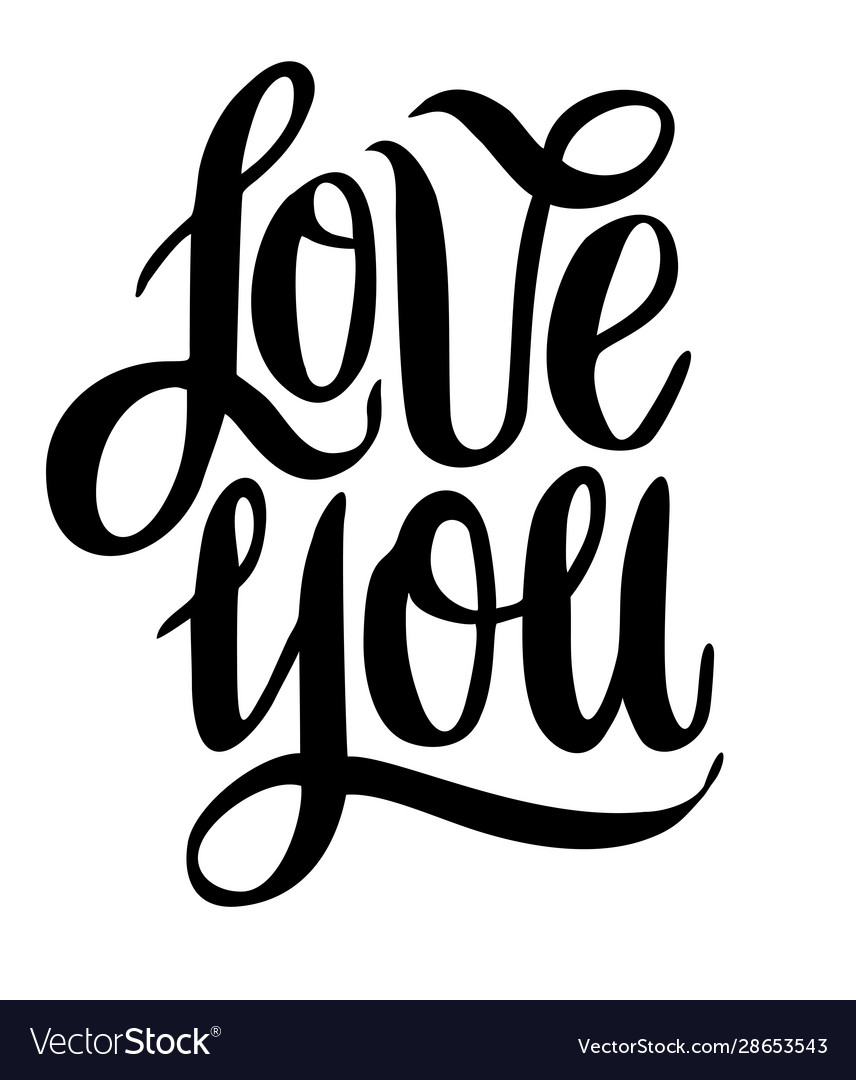 Love you hand drawn calligraphy phrase Royalty Free Vector