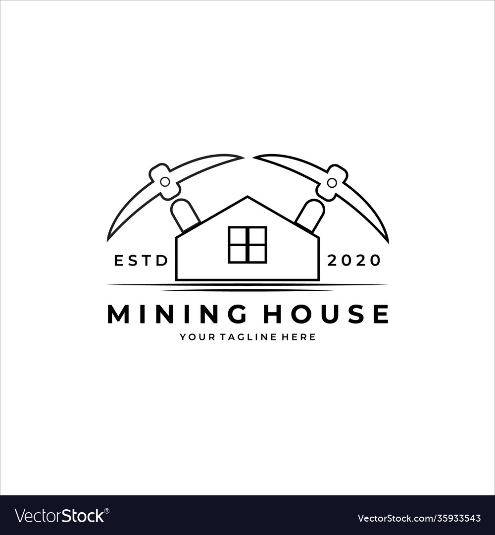 Mining house line art minimalist vintage logo