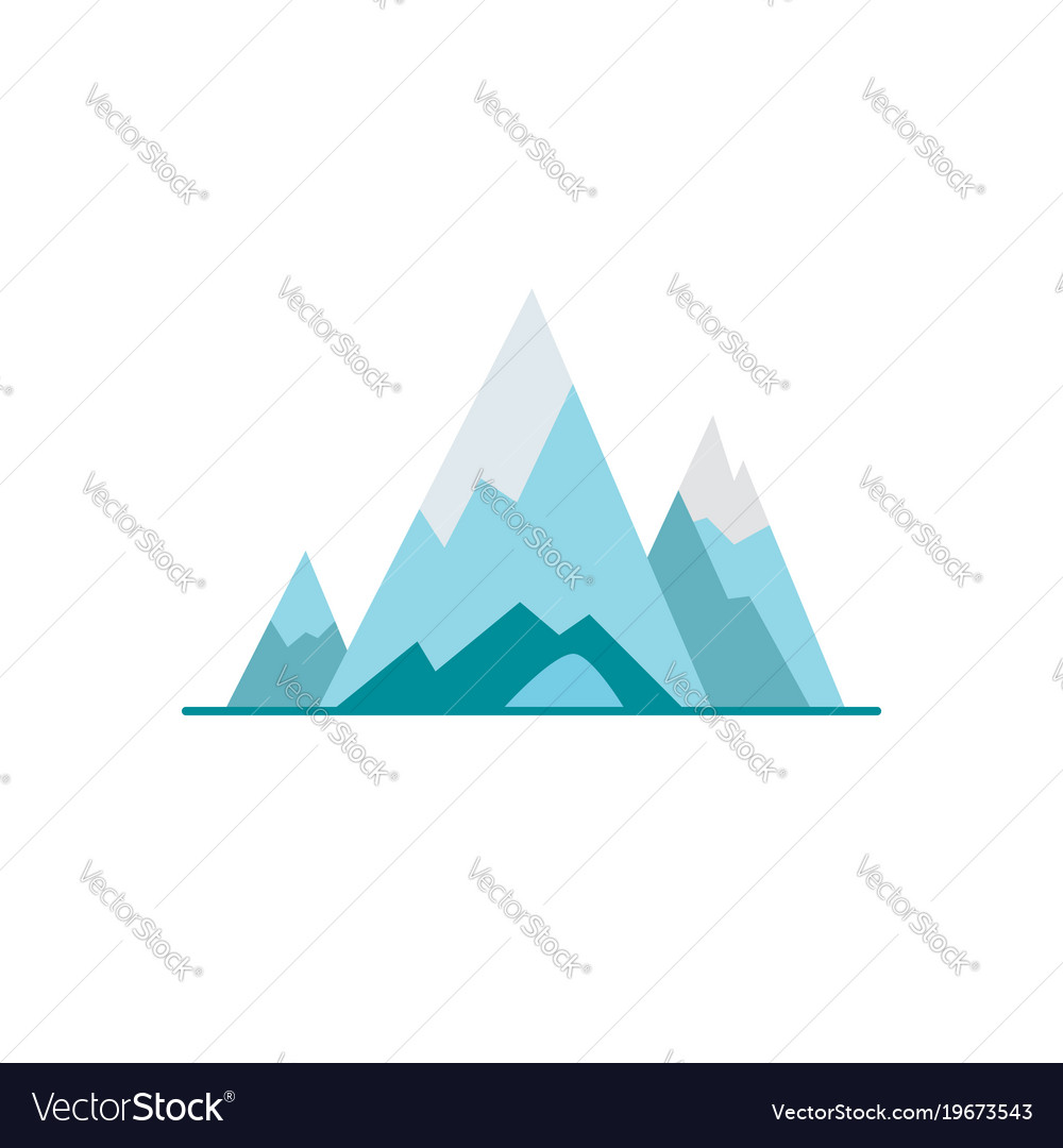 Mountain peaks icon in flat style Royalty Free Vector Image