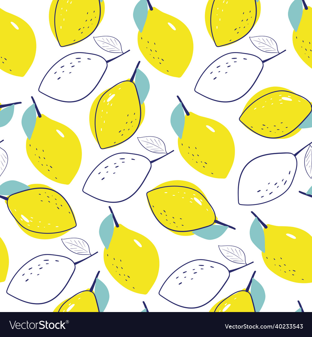 Nice lemon background hand drawn seamless