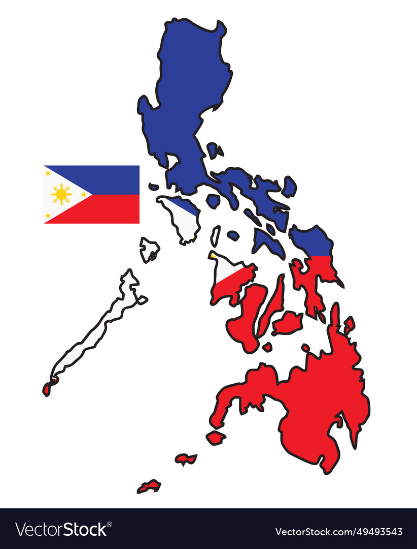 Philippines map and flag Royalty Free Vector Image