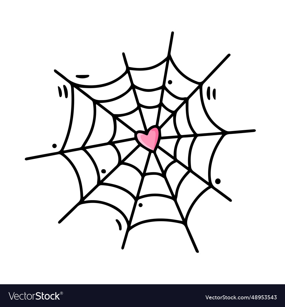 Pink heart in cobweb love trap halloween spiderweb