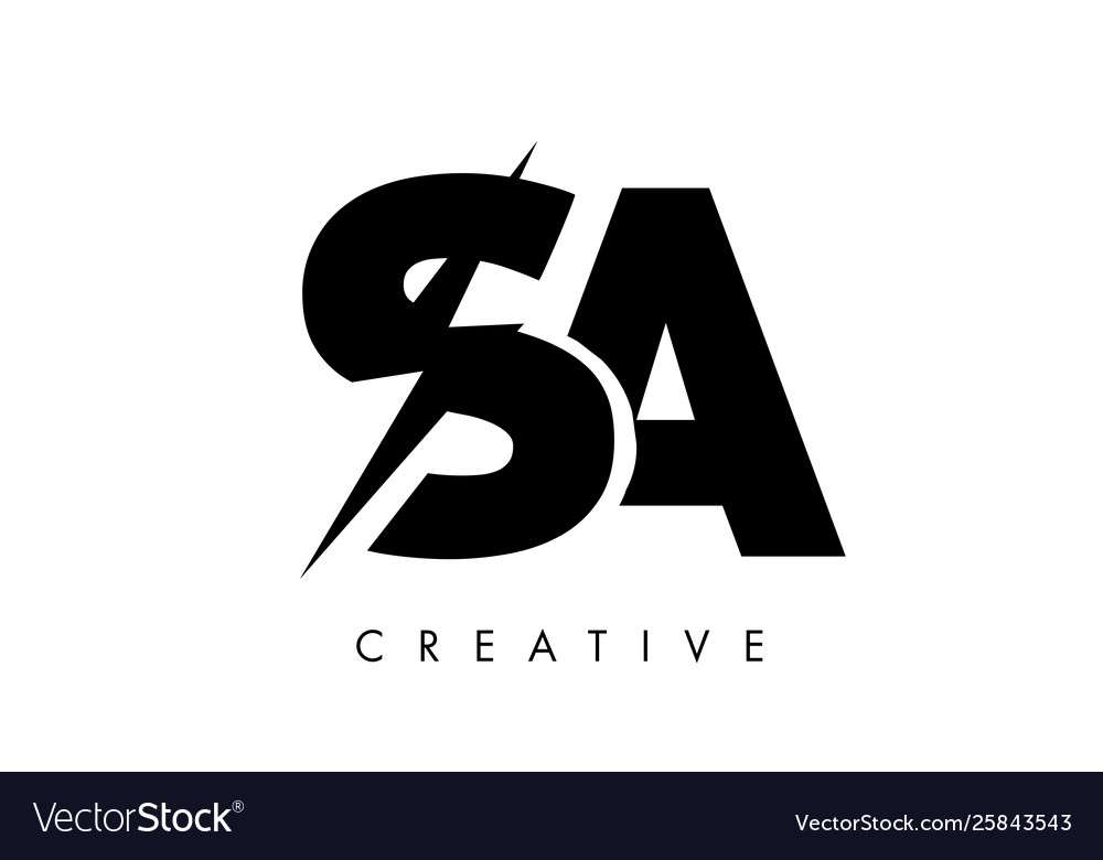 Sa Buchstaben Logo Design mit Beleuchtung Donnerbolzen