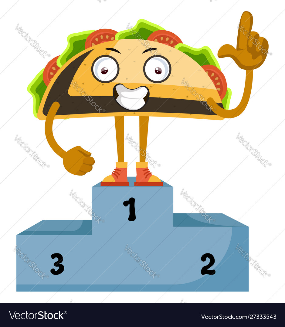 Taco On Winning Stage White Background Royalty Free Vector