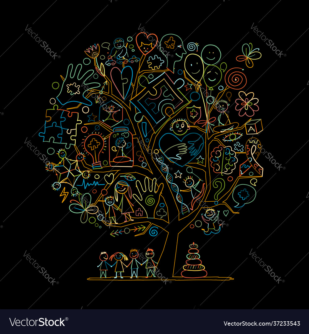 World autism awareness day art concept tree