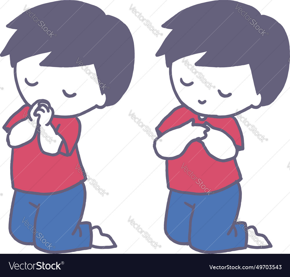 Youthful devotion praying and grateful boy Vector Image