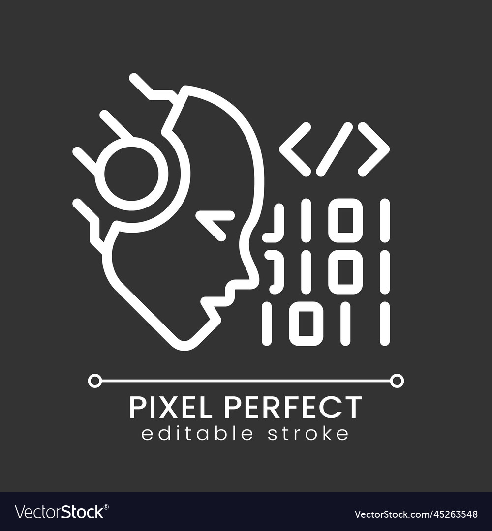 Ai Codes Pixel perfekte weiße lineare Ikone für dunkel