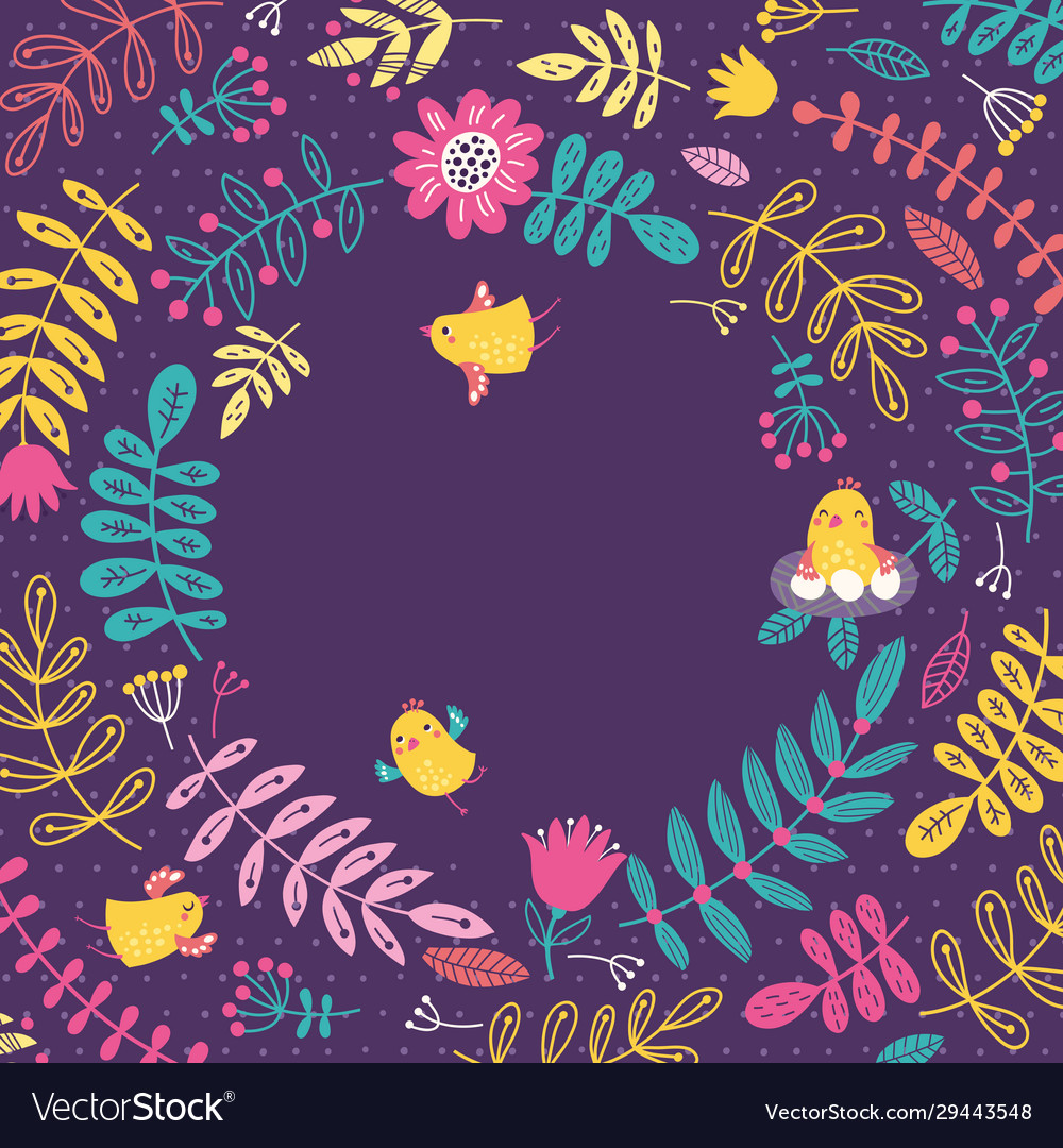 Floral background with birds vector image Floral background with birds