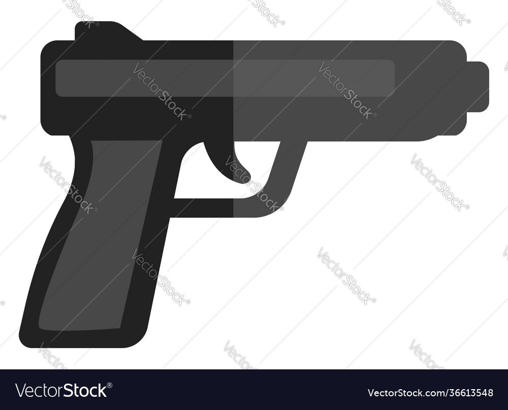 Police handgun on white background