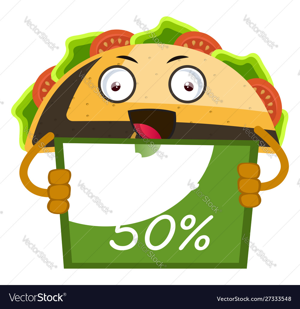 Taco is on sale white background Royalty Free Vector Image