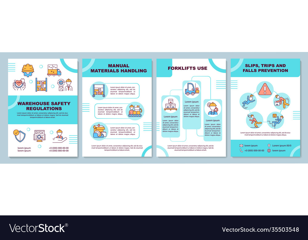 Warehouse regulation brochure template Royalty Free Vector