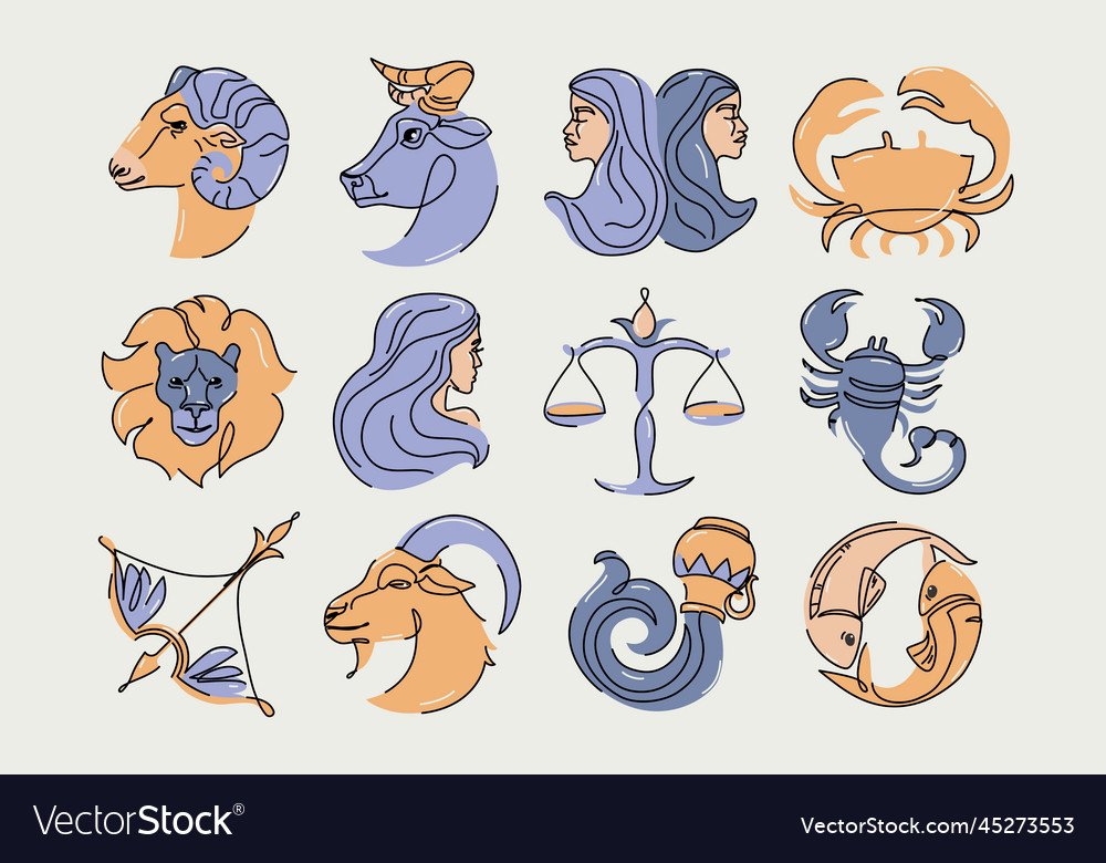 Astrological zodiac signs horoscope symbols Vector Image