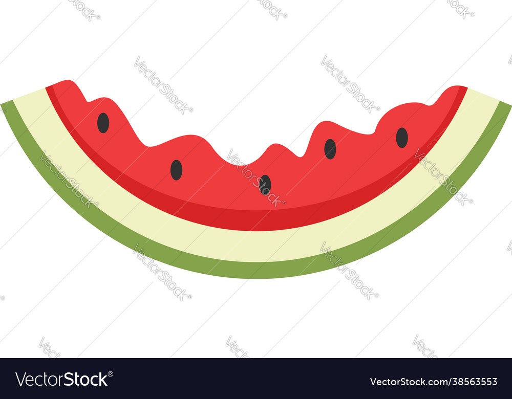 Eaten watermelon slice icon flat isolated Vector Image