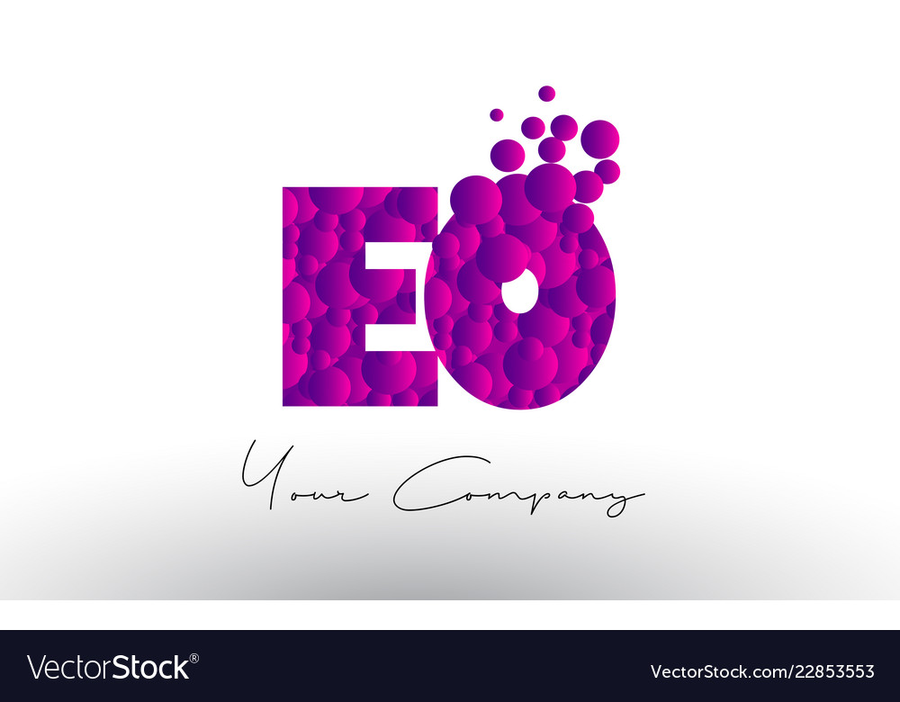 Eo e o dots letter logo with purple bubbles