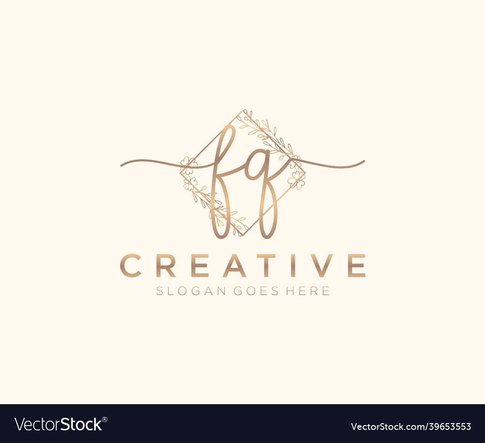 Initial fq feminine logo beauty monogram