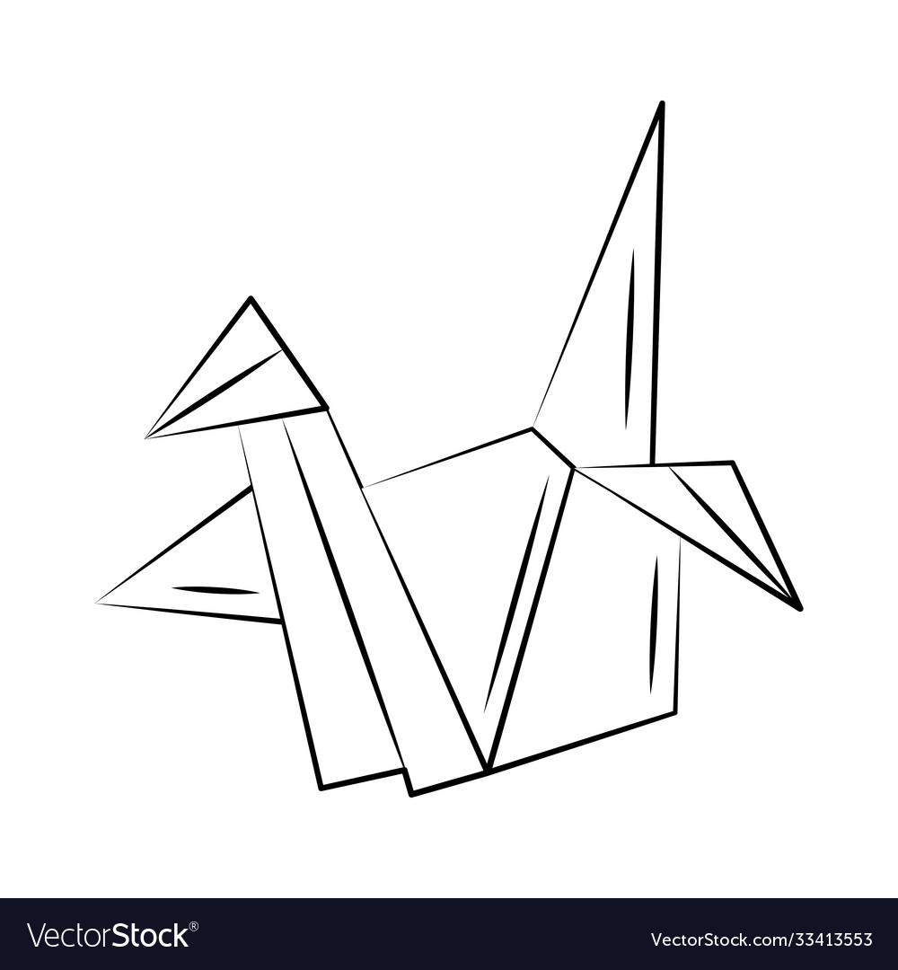 Minimalist tattoo boho origami paper duck line art