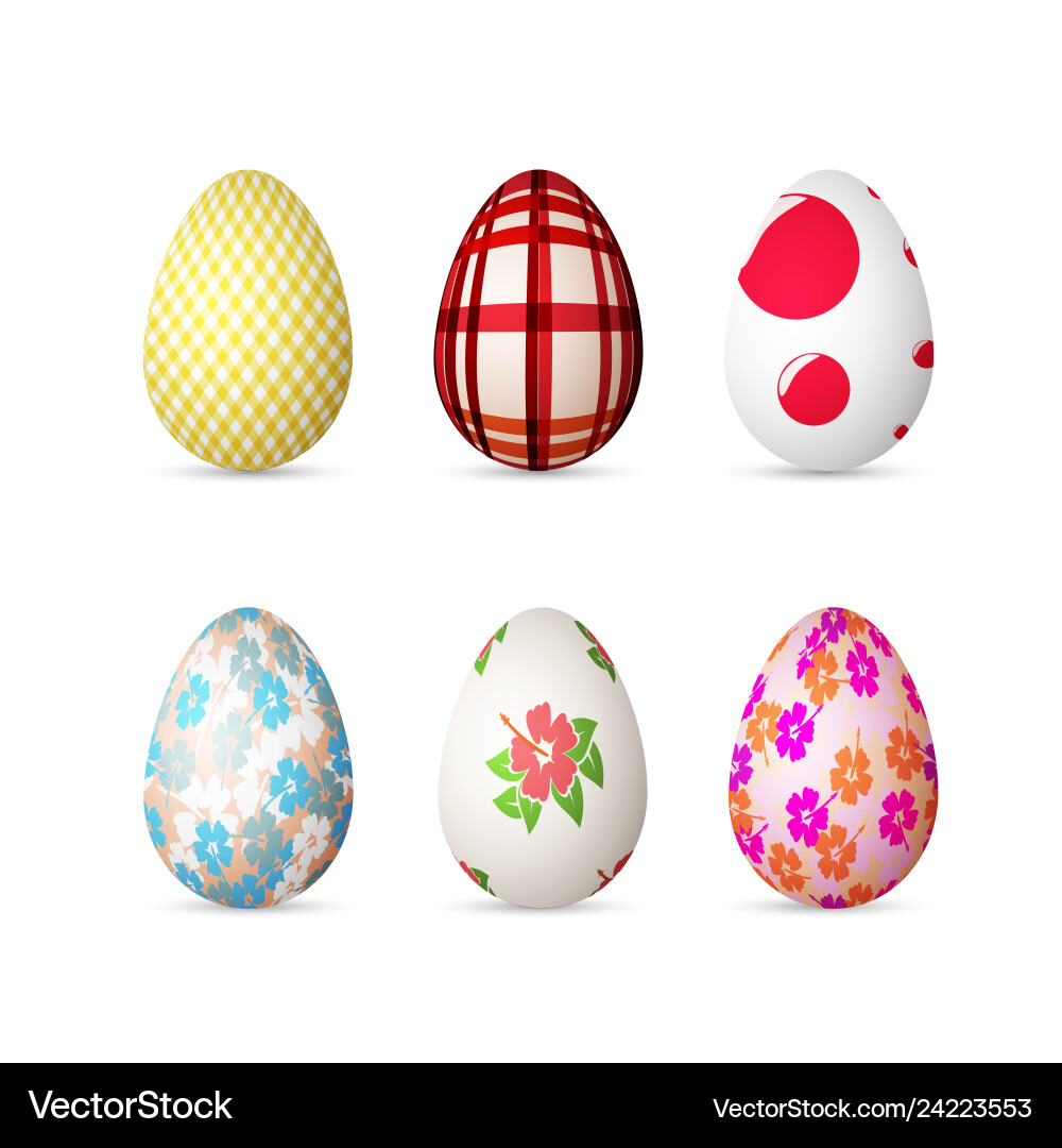 Realistic 3d easter egg set happy easter painted Vector Image