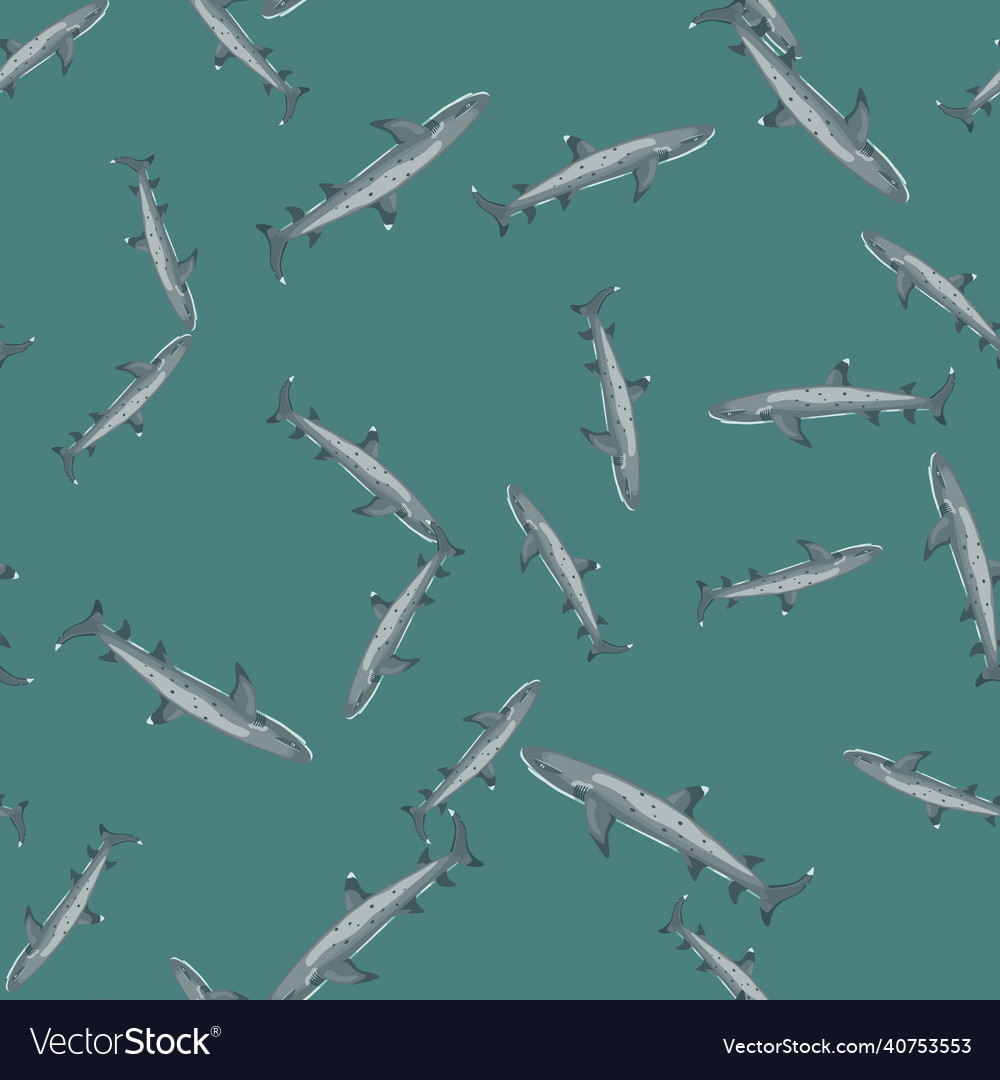 Reef shark seamless pattern in scandinavian