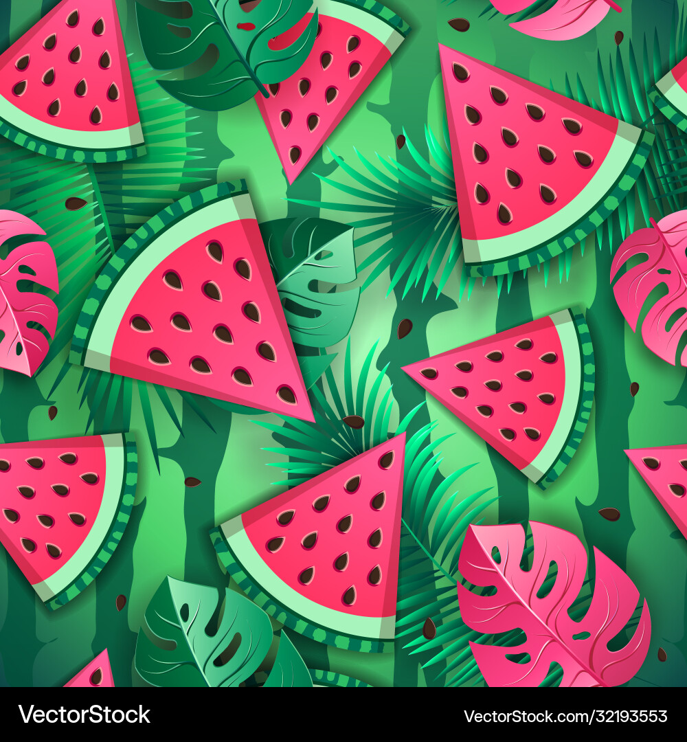 Seamless pattern with watermelon slices Royalty Free Vector