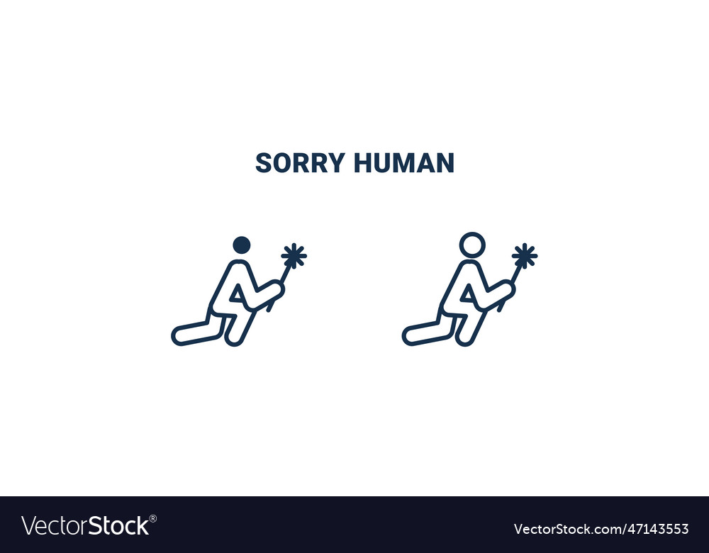 Sorry human icon outline and filled