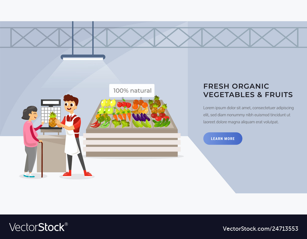 Supermarket landing page Royalty Free Vector Image