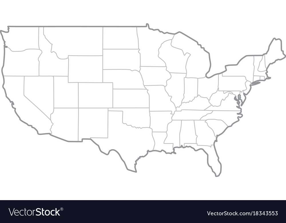 United States Map With Borders Usa States Border Map Royalty Free Vector Image