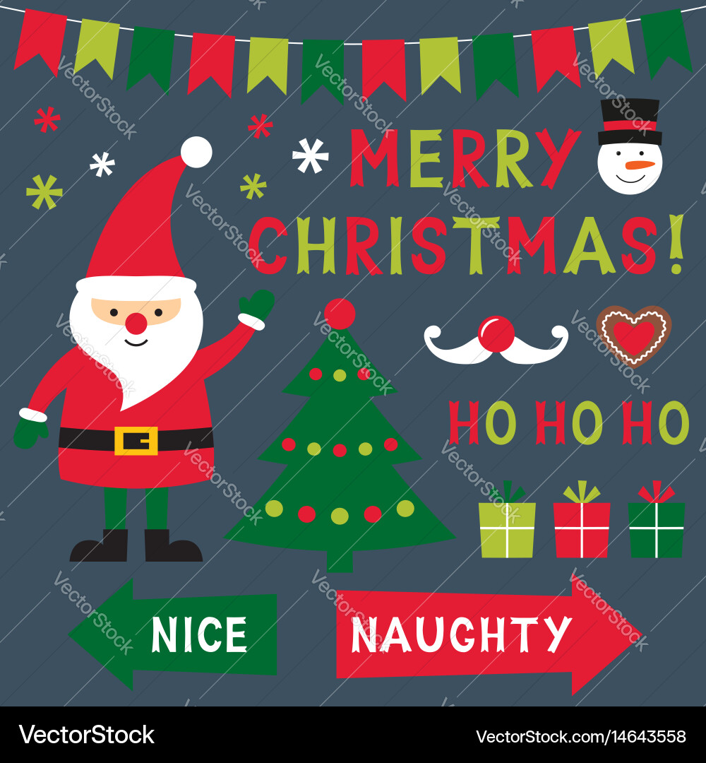 Christmas design elements set Royalty Free Vector Image