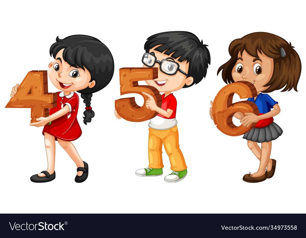 Different three kids holding math number Vector Image