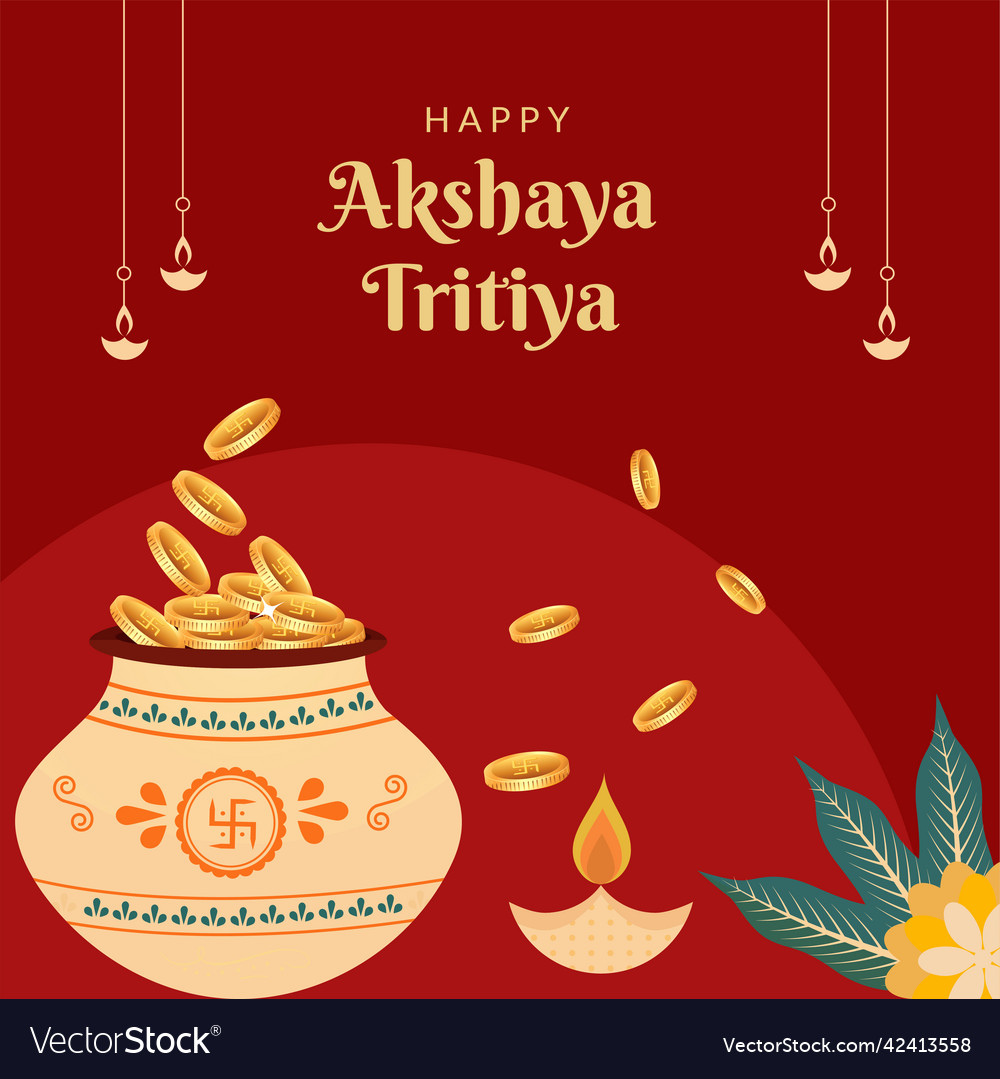 Flat design of akshaya tritiya banner Royalty Free Vector