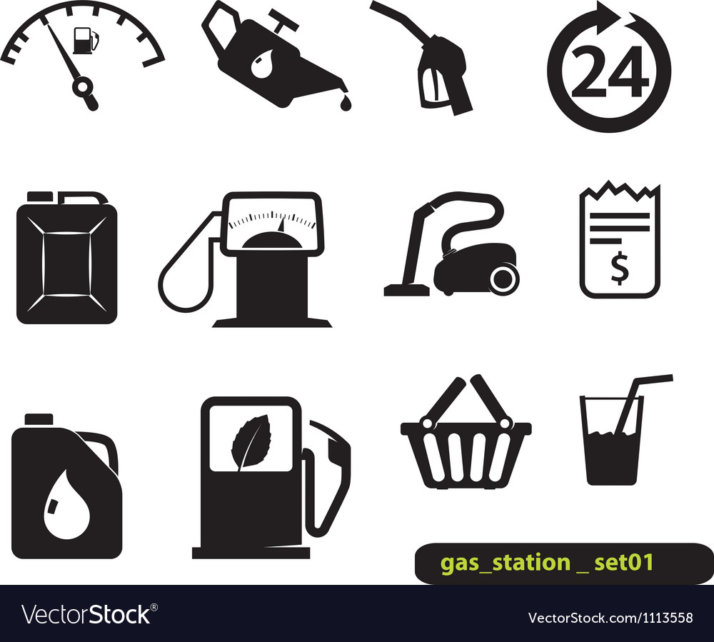 Gas station set Royalty Free Vector Image - VectorStock