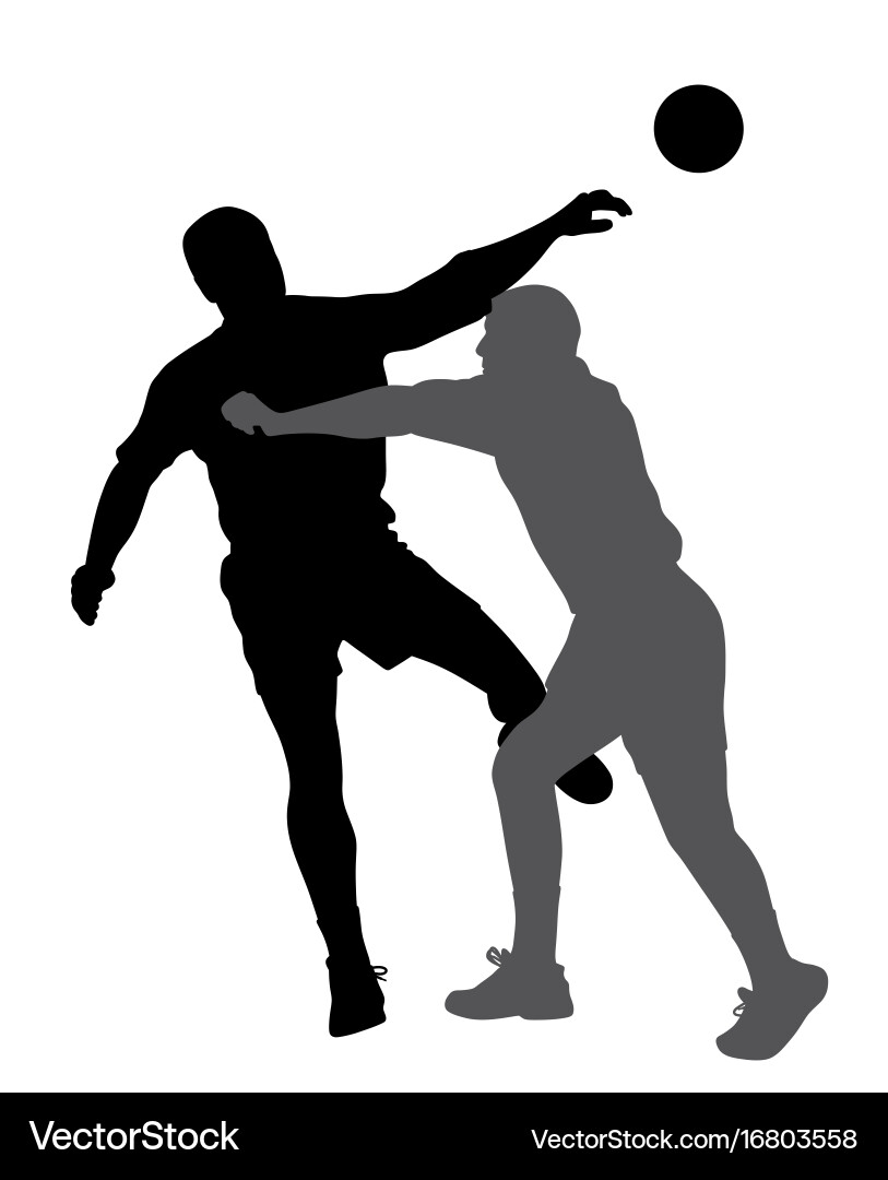 Handball player blocking opponent Royalty Free Vector Image