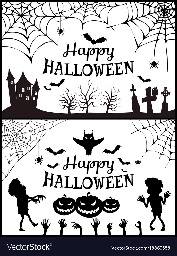 Happy halloween posters set