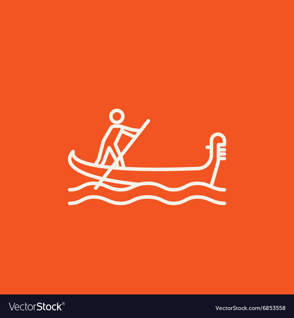 Sailor rowing boat line icon